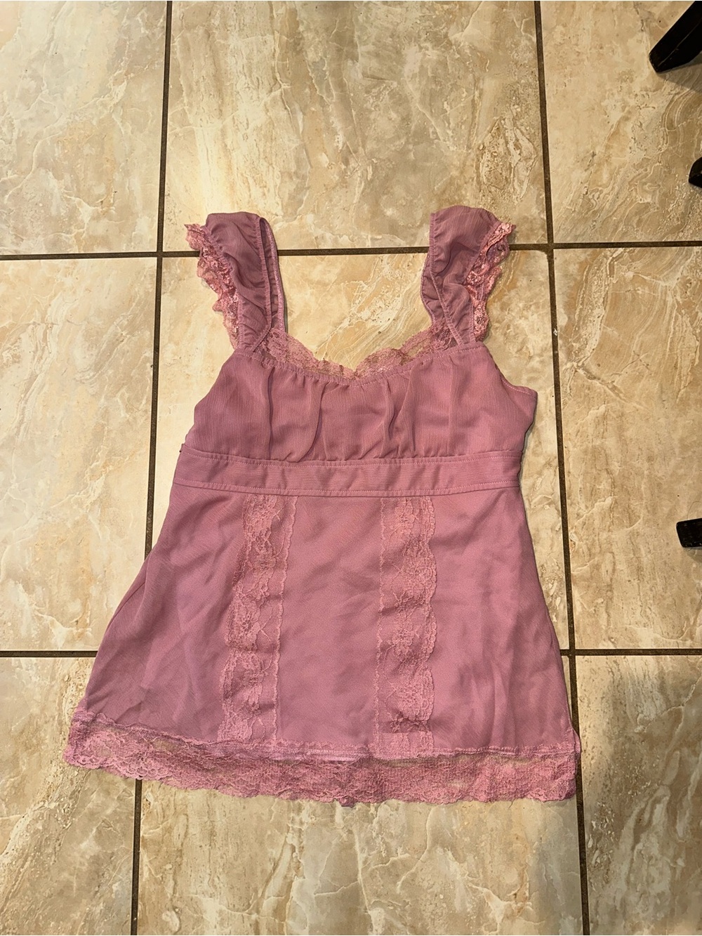 Y2K pink Heart Soul babydoll top with lace Size L